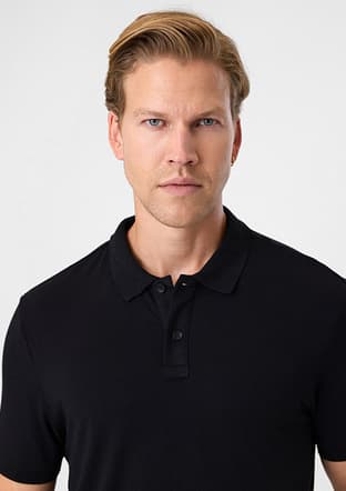 B35S10026 Erkek Siyah Polo Yaka T-Shirt - 2