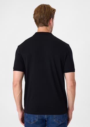 B35S10026 Erkek Siyah Polo Yaka T-Shirt - 3