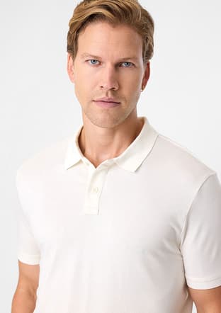B35S10026 Erkek Beyaz Polo Yaka T-Shirt - 3