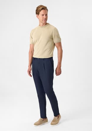 B35S31034 Erkek Lacivert Keten Pantolon - 1