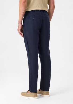 B35S31034 Erkek Lacivert Keten Pantolon - 5