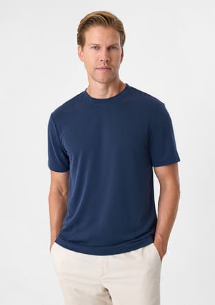 B35S10029 Erkek Lacivert Bisiklet Yaka T-Shirt - 2
