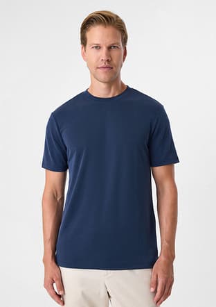B35S10029 Erkek Lacivert Bisiklet Yaka T-Shirt - 3
