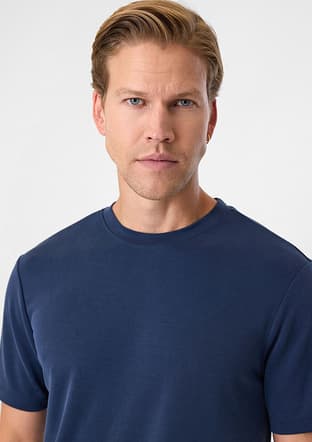 B35S10029 Erkek Lacivert Bisiklet Yaka T-Shirt - 4