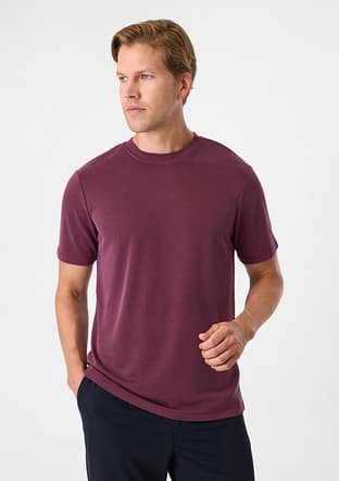 B35S10029 Erkek Bordo Bisiklet Yaka T-Shirt - 1