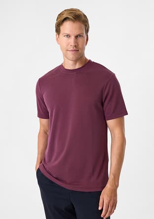 B35S10029 Erkek Bordo Bisiklet Yaka T-Shirt - 2