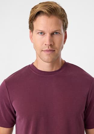 B35S10029 Erkek Bordo Bisiklet Yaka T-Shirt - 5