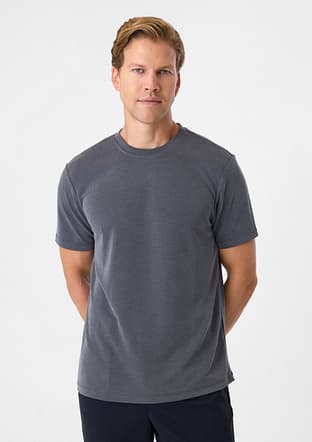 B35S10029 Erkek Gri Bisiklet Yaka T-Shirt - 1