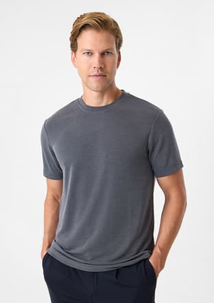 B35S10029 Erkek Gri Bisiklet Yaka T-Shirt - 5