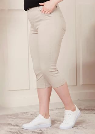RMG - 1249 Kadın Krem Kapri Pantolon - 2
