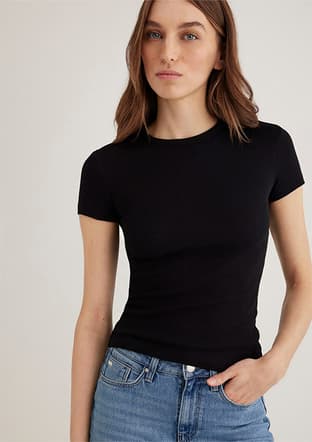 M1613081-900 Kadın Siyah Basic T-shirt - 1