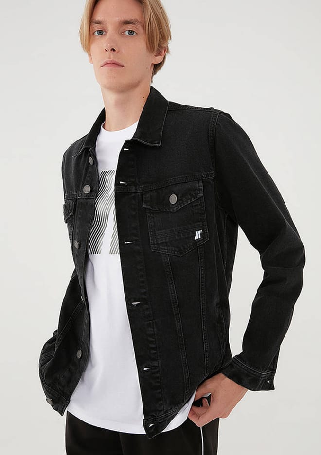 M010143-32231 Erkek Siyah Denim Ceket