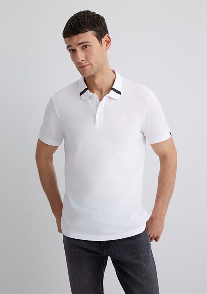 M0612651-620 Erkek Beyaz Polo Yaka T-shirt