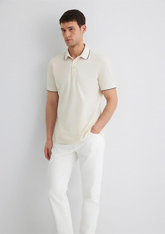 M0611902-70057 Erkek Beyaz Polo Yaka T-shirt