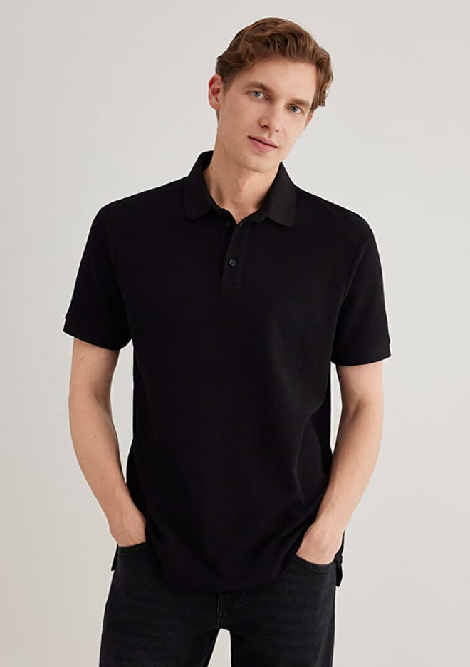 M0612521-900 Erkek Siyah Polo Yaka T-shirt