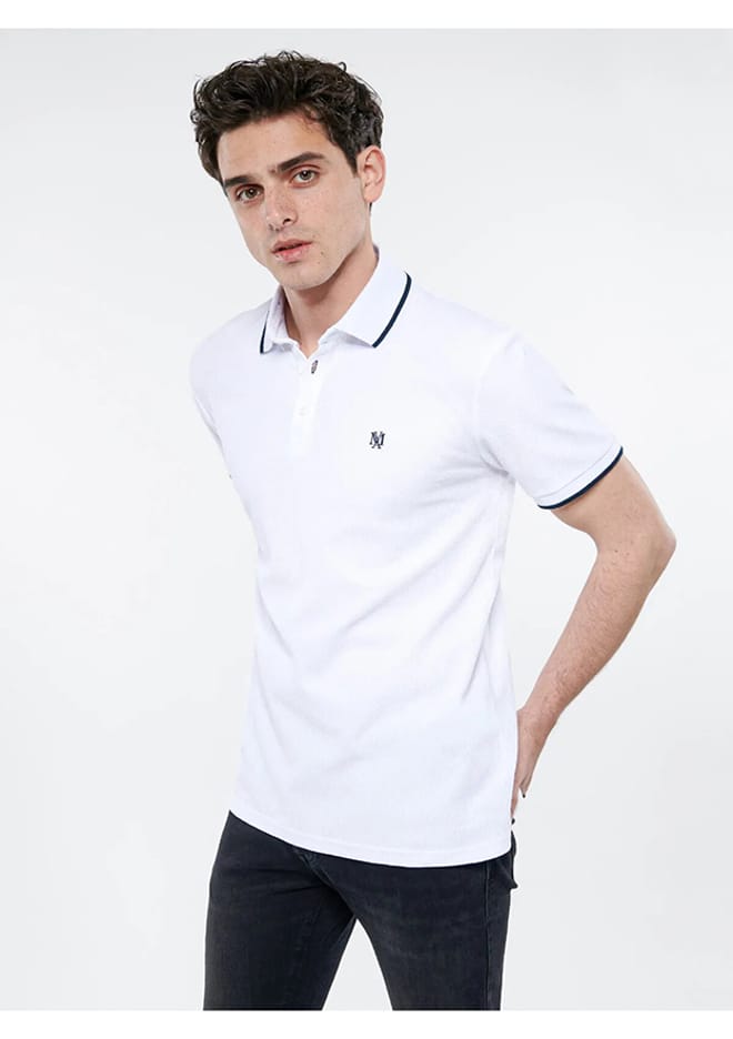 M066039-620 Erkek Beyaz Polo Yaka T-shirt