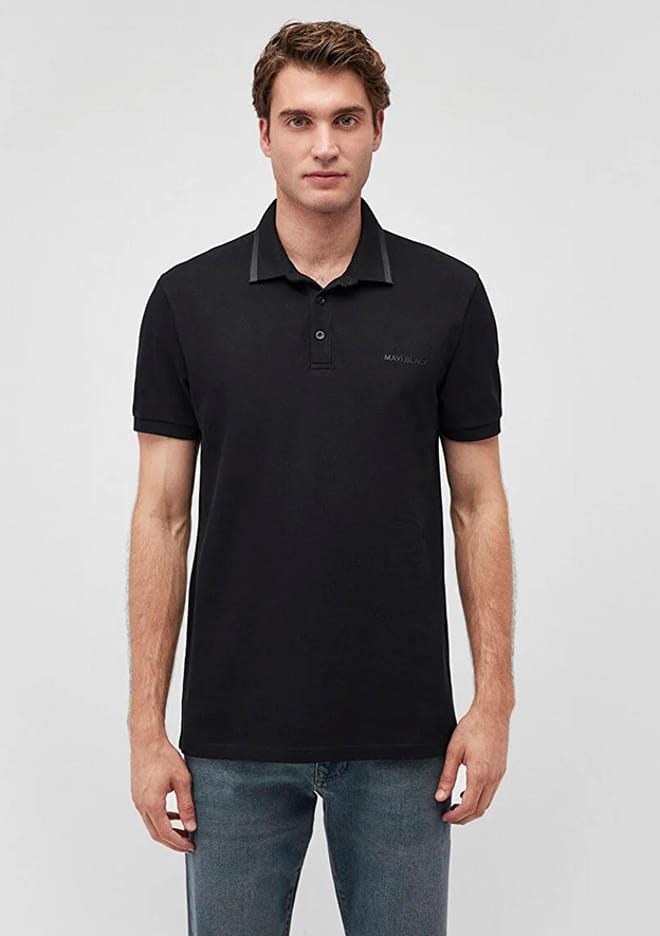 M0611829-900 Erkek Siyah Polo Yaka T-shirt