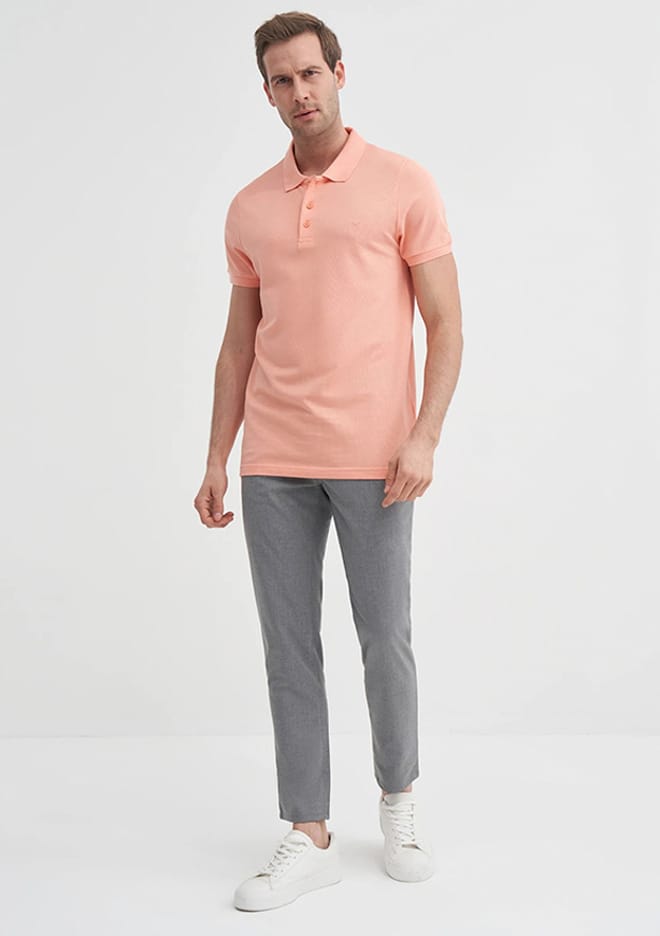 25Yceeo04613 Erkek Turuncu Polo Yaka T-shirt