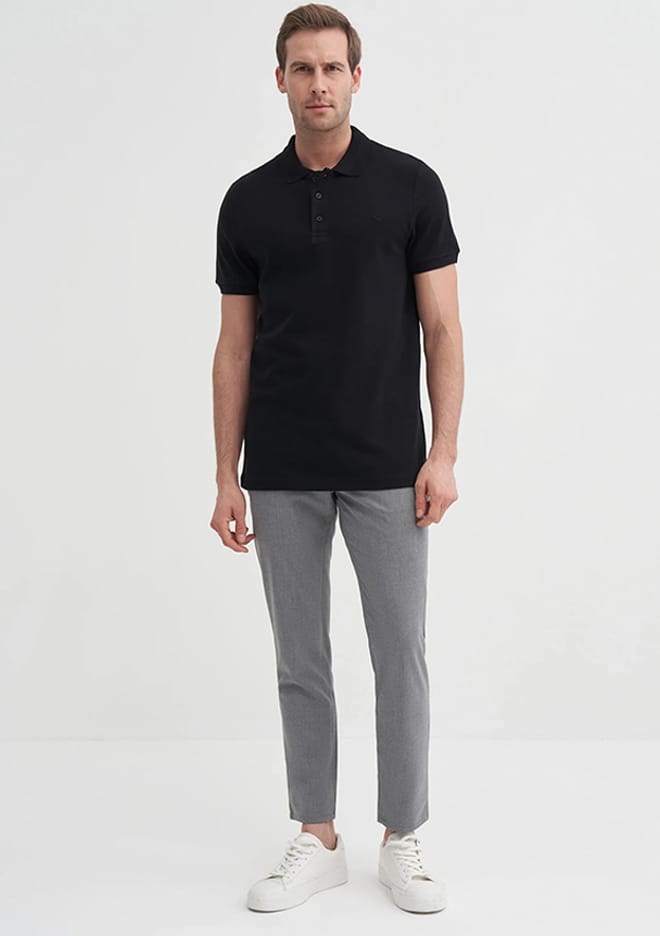 25Yceeo04613 Erkek Siyah Polo Yaka T-shirt