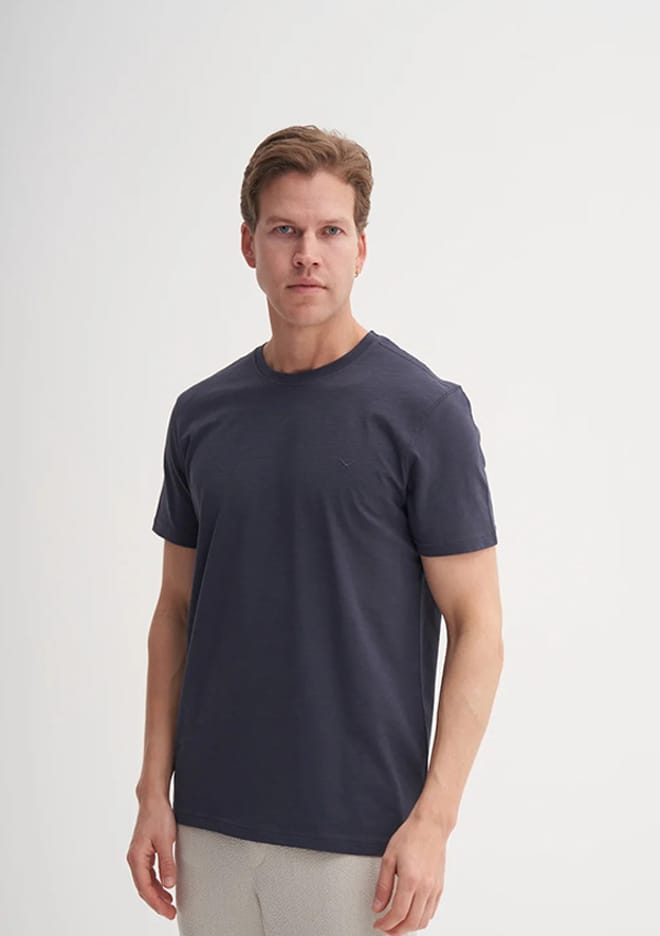 25Yceeo04602 Erkek Antrasit Bisiklet Yaka T-shirt