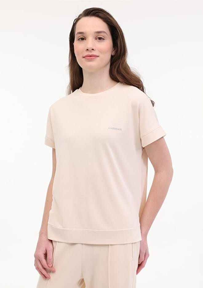 A10197092708010 Kadın Bej Kısa Kol T-shirt