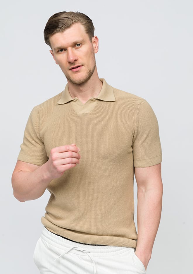 25 Bst Arana Erkek Bej Triko T-shirt