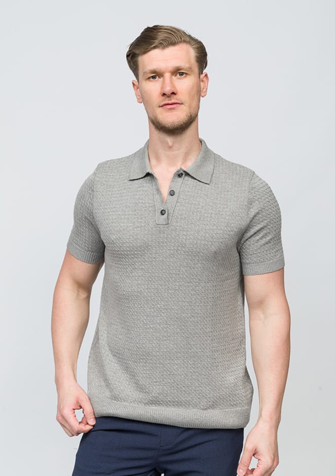 25 Bst Marcos Erkek Gri Polo Yaka T-shirt
