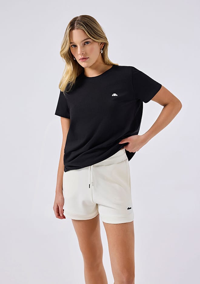 6Sf5043 Kadın Beyaz Bisiklet Yaka T-shirt