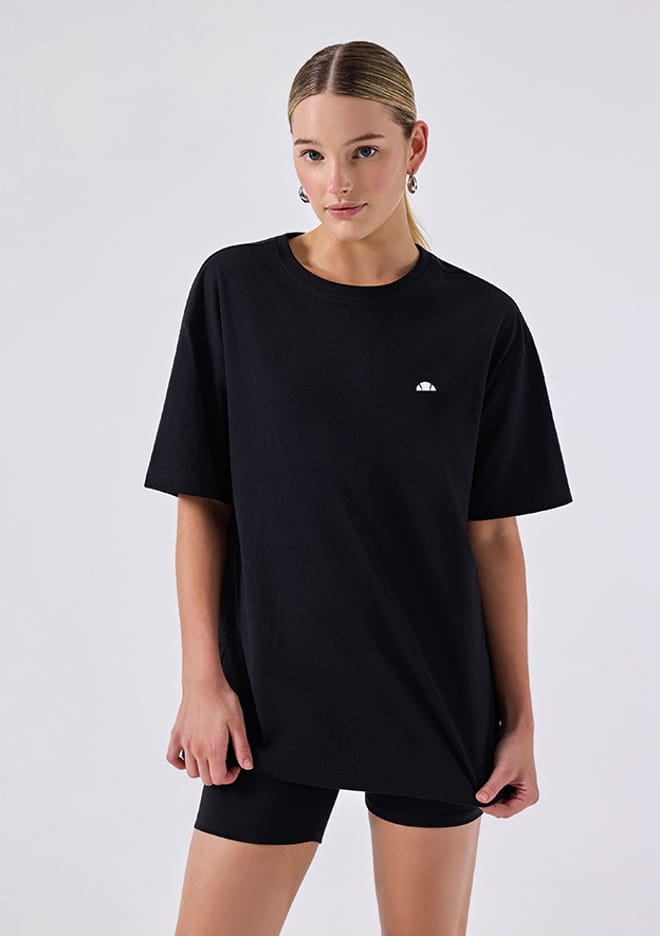 6Sf5043 Kadın Siyah Bisiklet Yaka T-shirt