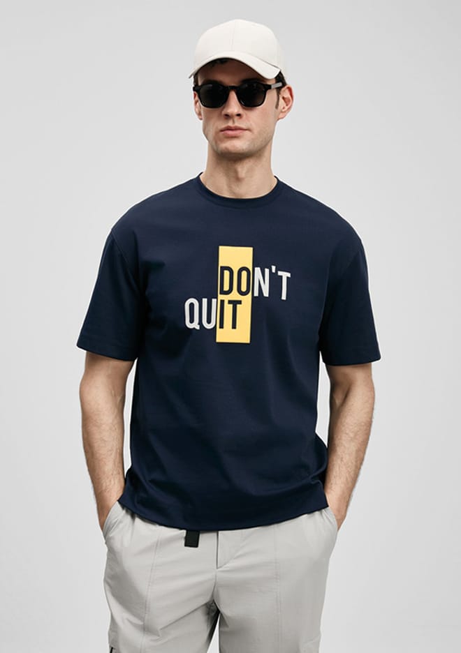 111020285 Erkek Lacivert Baskılı T-shirt