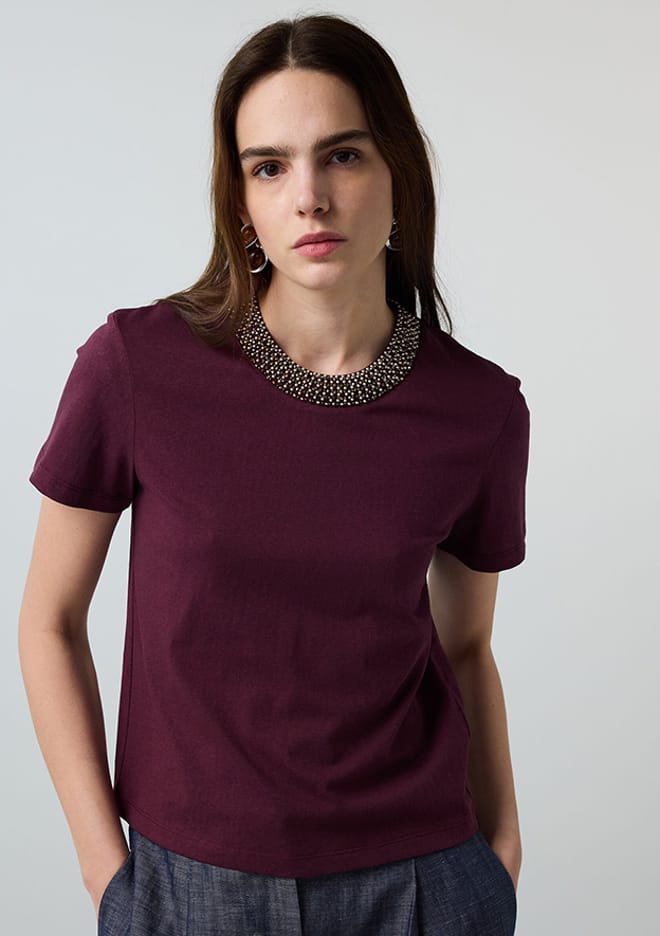 Is1260070149 Kadın Mor Baskılı T-shirt