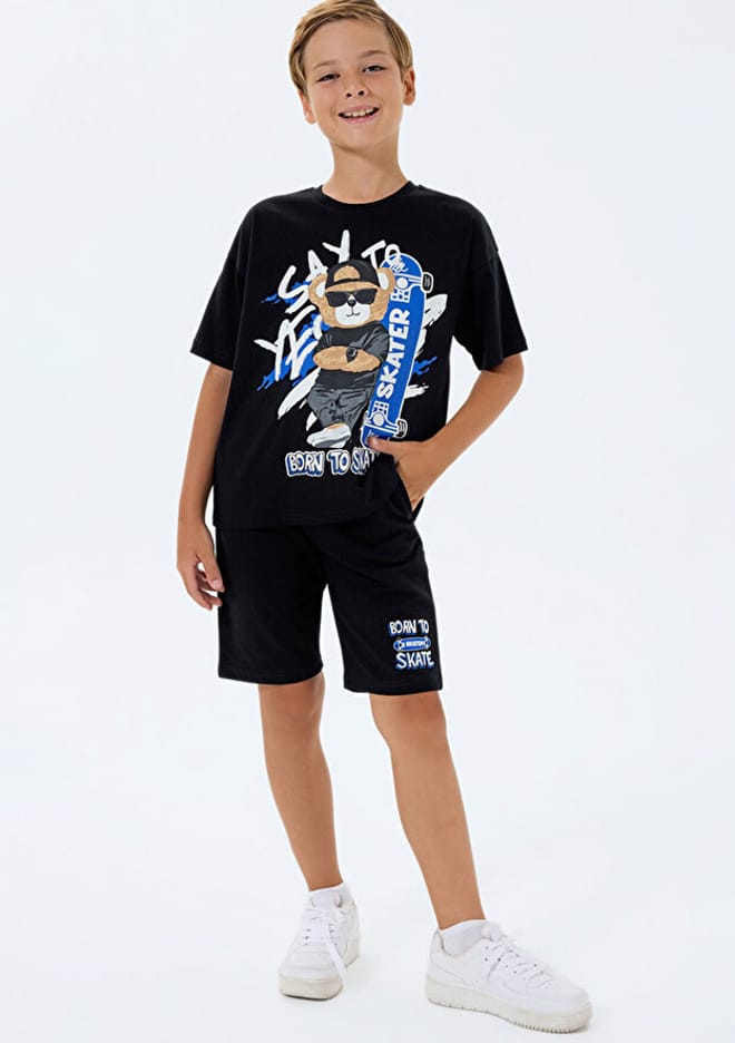 Rp3733-2 Erkek Çocuk Siyah Pijama