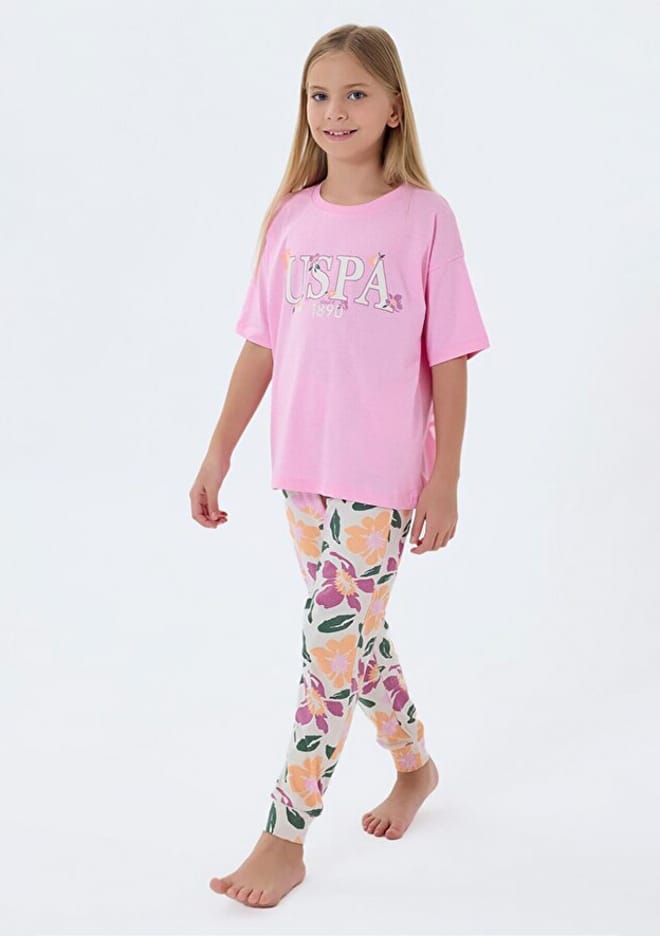 Us2503-4 Kız Çocuk Pembe Pijama