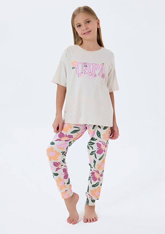 Us2503-4 Kız Çocuk Bej Pijama