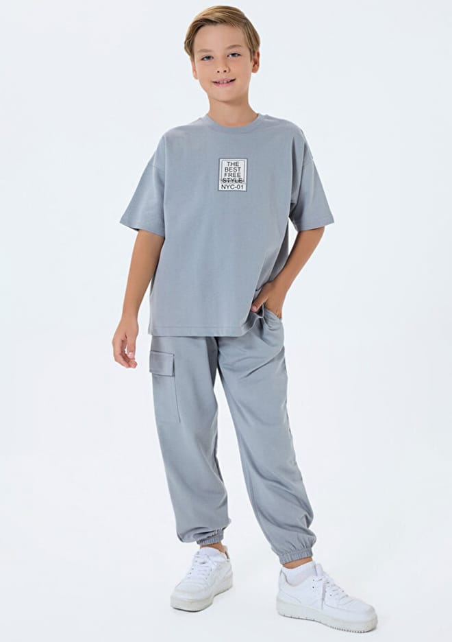 Rp3766-G Erkek Çocuk Gri Eşofman