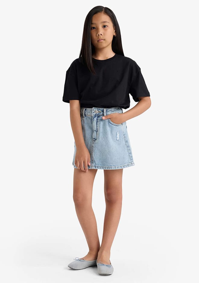 E6493A8Xb Kız Çocuk Siyah Kısa Kol T-shirt
