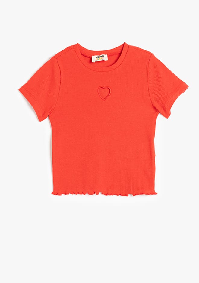 5Skg10050Ak Kız Çocuk Kırmızı Bisiklet Yaka T-shirt