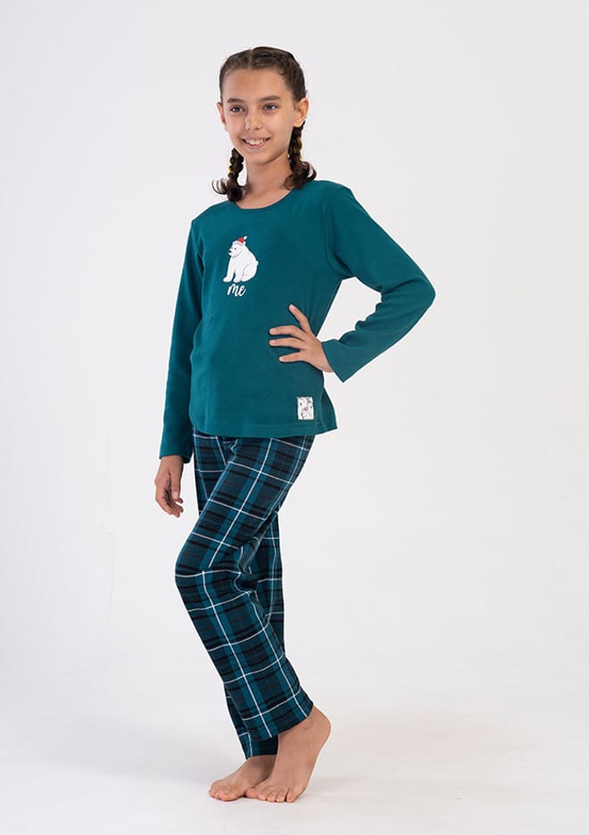4033721024 Kız Çocuk Yeşil Pijama
