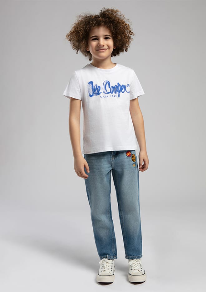 252 Lcb 242002 Erkek Çocuk Beyaz Baskılı T-shirt