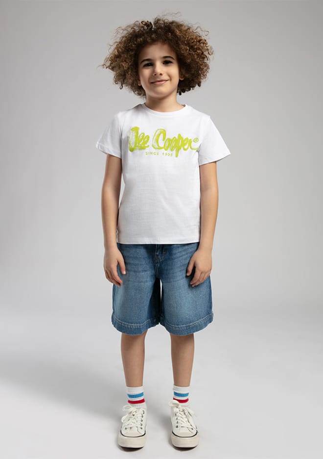 252 Lcb 242002 Erkek Çocuk Beyaz Baskılı T-shirt