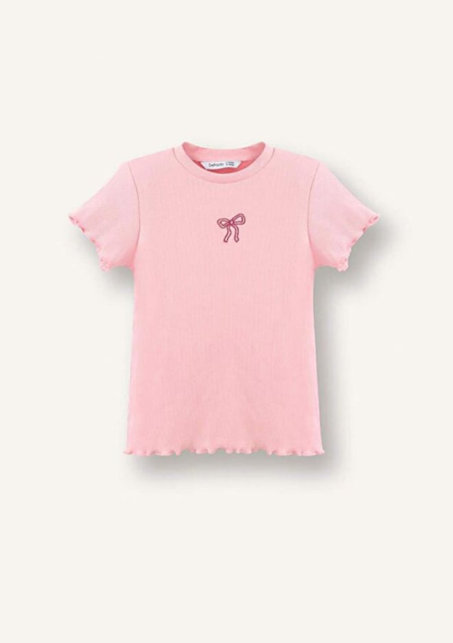 B7544A5Dfb Kız Bebek Pembe Kısa Kol T-shirt