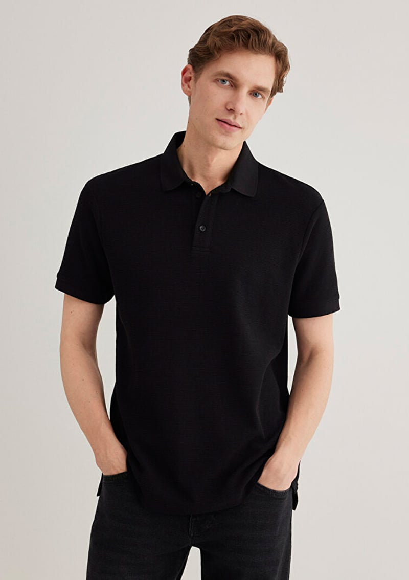 M0612521-900 Erkek Siyah Polo Yaka T-shirt