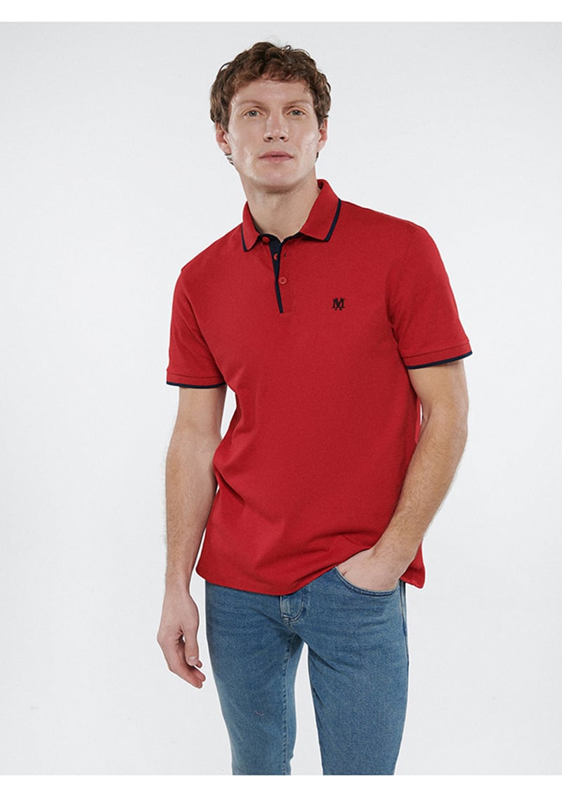 M062373-28441 Erkek Kırmızı Polo Yaka T-shirt
