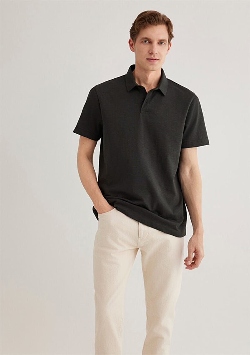 M0612556-70092 Erkek Siyah Polo Yaka T-shirt