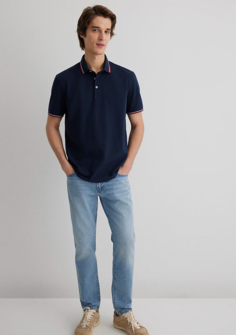M0611938-82318 Erkek Lacivert Polo Yaka T-shirt