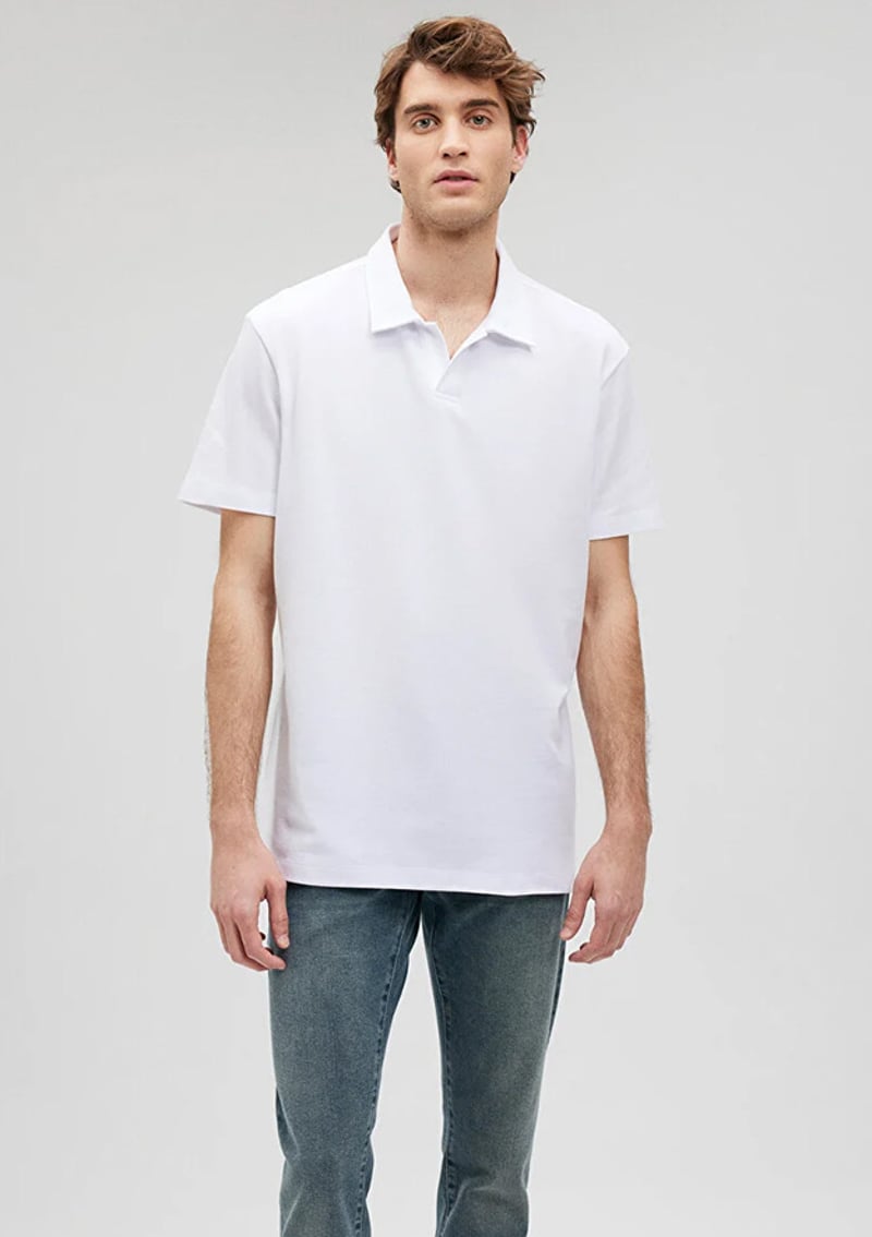 M0611904-620 Erkek Beyaz Polo Yaka T-shirt
