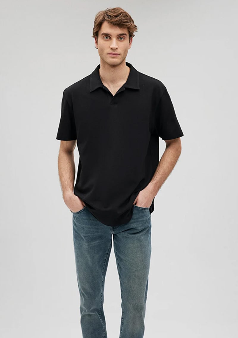 M0611904-900 Erkek Siyah Polo Yaka T-shirt