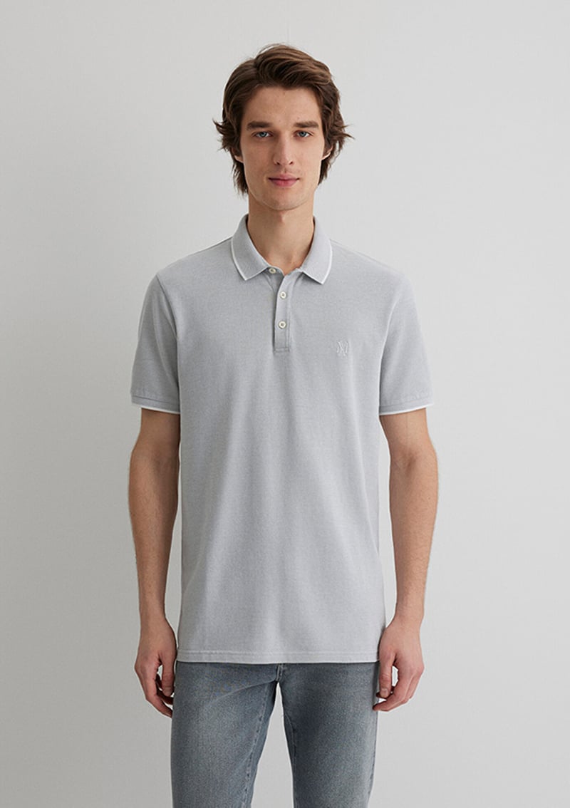 M065900-34019 Erkek Gri Polo Yaka T-shirt