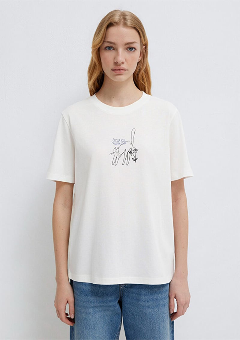 M1613725-80194 Kadın Beyaz Baskılı T-shirt