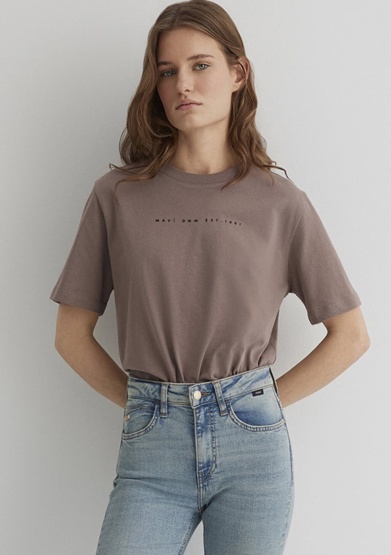 M1613147-70383 Kadın Çok Renkli Baskılı T-shirt